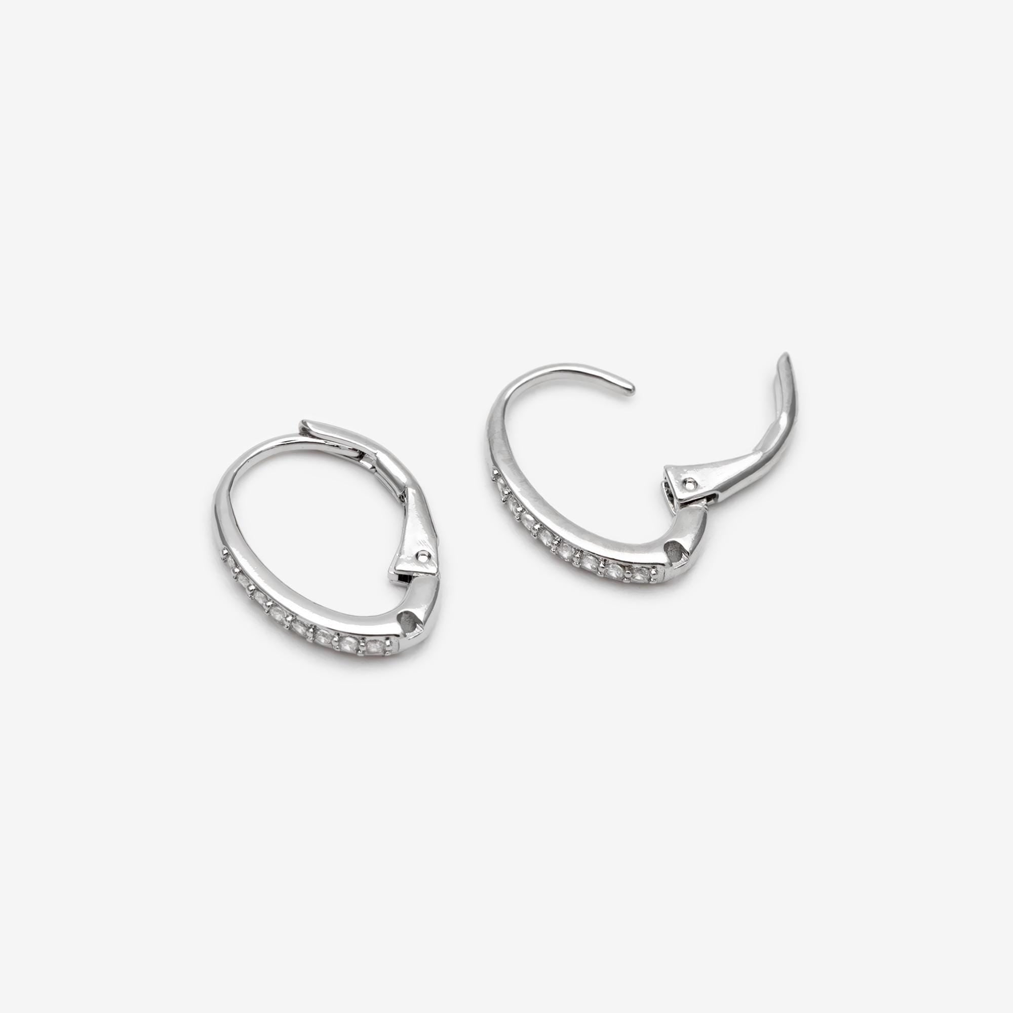 10pcs CZ Gold/ Silver tone Oval Leverback Ear Hooks 15x10mm, Gold/ Rhodium plated on Brass, Earring Hoop Components (GB-619)